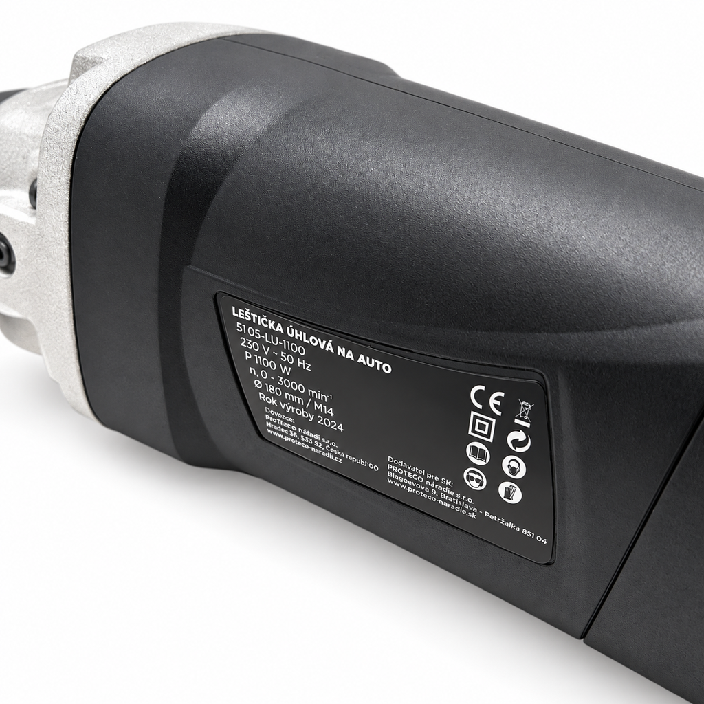 Polisher sander 180mm side label with data info
