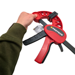 one handed clamp handle ergonomic grip close up